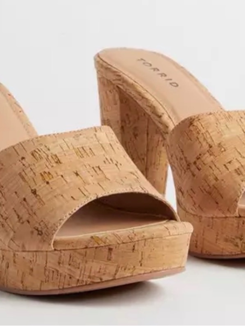 torrid Cork Platform Slide Sandals in Natural Tan - Picture 1 of 6
